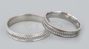 Ezüst (Ag) mintás karikagyűrű, 2 db, jelzett, méret: 50, 59, nettó: 4,3 g