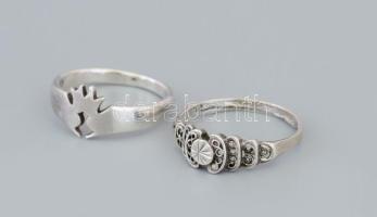Ezüst (Ag) 2 db mintás gyűrű, jelzett, méret: 55, 59, nettó: 4,5 g