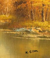 M. Elton jelzéssel: Táj. Olaj, vászon, dekoratív fakeretben, 40×62,5 cm