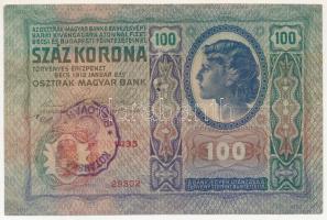 1912. 100K hamis(?) "KOTARSKA [...] BELOVAR" felülbélyegzéssel T:F kis beszakadás