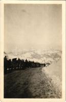 1915 Hajasd, Voloszjanka, Volosyanka; első világháború, német katonák menete télen / WWI German military, soldiers in winter. photo (EK)