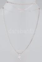 Ezüst (Ag) fantáziaszemes nyaklánc, áttört félhold medállal, jelzett, h: 55,5 cm; 1,6×0,8 cm, nettó:...