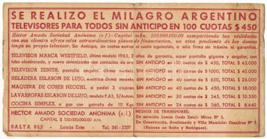 Argentína DN(~1960) 10.000P reklámpénz T:VG, kis szakadás, szennyeződés
Argentina ND(~1960) 10.000 ...