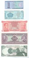 Venezuela 1989-1992. 1B - 20B (5xklf) T:AU, sarokhajlás Venezuela 1989-1992. 1 Bolivar - 20 Bolivares (5xdiff) C:AU, folded corner
