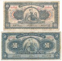 Peru 1955. 10S + 1959. 50S T:VG, egyiken pici szakadás Peru 1955. 10 Soles de Oro + 1959. 50 Soles de Oro C:VG, tiny tear on one Krause P#71, P#78
