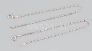 Ezüst (Ag) 2 db venezianer karkötő, jelzett, h: 19 cm, nettó: 4,4 g
