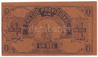 Peru / Iquitos Forradalmi Kormány 1921. 1S "D" helyi pénz szárazpecséttel és bélyegzéssel ...