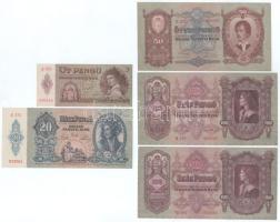 1930. 100P (2xklf, egyik csillagos sorszámmal) + 1932. 50P + 1939. 5P + 1941. 20P T:AU,XF