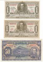Bolívia 1928. 1B (2x) + 50B (2. kiadás) T:XF-F, szép papír Bolivia 1928. 1 Boliviano (2x) + 50 Bolivianos (2nd issue) C:XF-F, fine paper Krause P#128, P#132