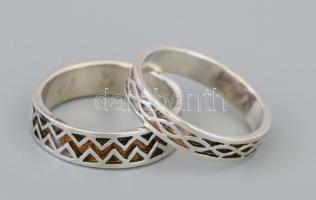 Ezüst (Ag) 2 db mintás gyűrű, jelzett, méret: 55, nettó: 6,1 g