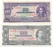 Bolívia 1945. 50B + 100B T:AU,XF Bolivia 1945. 50 Bolivianos + 100 Bolivianos C:AU,XF Krause P#141, P#147