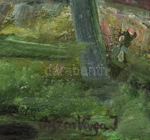 Ilosvai Varga jelzéssel: Faluvége. Olaj, vászon. Fakeretben. 42,5×57,5 m