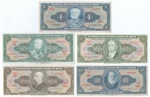 Brazília DN(1950-1959) 1C - 100C (5xklf) T:AU-F, egyik körbevágott Brasil ND(1950-1959) 1 Cruzeiro - 100 Cruzeiros (5xdiff) C:AU-F, one cutted around