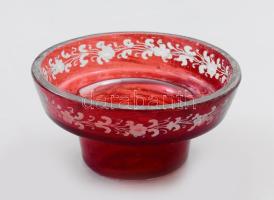 Orosz ortodox templomi olajmécses tartó- Réz, üveg betéttel. d: 8 cm, m: test: 11 cm