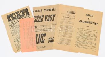 5 db II. világháborús röplap, magyar ill. német nyelven, változó méretben és állapotban
