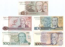Brazília DN(1986-1988) 10C - 1000C (5xklf) T:UNC,AU Brasil ND(1986-1988) 10 Cruzados - 1000 Cruzados (5xdiff) C:UNC,AU