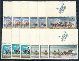 1968 Hortobágy sor 3 értéke felső ívszéllel, 3 példányban