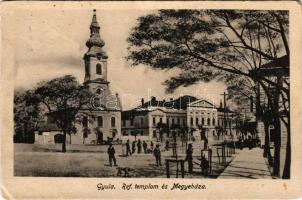 1916 Gyula, Református templom és megyeháza. Leopold nyomda, K.J. Bp. 1916/20. + "VÖRÖS KERESZT KISEGÍTŐ KÓRHÁZ GYULA"