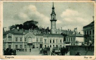 1936 Veszprém, Piac tér, Takarékpénztár, patika, gyógyszertár (EB)