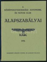 1932 A KMAC Középmagyarországi Automobil és Motor Club alapszabályai 16p.