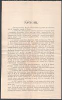 1905 A Délvidéki Magyar Közművelődésügyi Egyesület 4 db nyomtatványa, felhívása