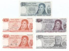 Argentína DN(1970-1973) 1P (2x) + 10P + DN(1974-1976) 5P + DN(1976-1978) 50P + DN(1977-1982) 500P (3x) + DN(1976-1983) 1000P T:AU,XF Argentina ND(1970-1973) 1 Peso (2x) + 10 Pesos + ND(1974-1976) 5 Pesos + ND(1976-1978) 50 Pesos + ND(1977-1982) 500 Pesos (3x) + ND(1976-1983) 1000 Pesos C:AU,XF