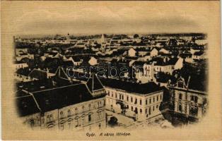 Győr, látkép, zsinagóga. Szántó Imre kiadása (fl)