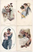 6 db RÉGI külföldi motívum képeslap: szerelmes párok / 6 pre-1945 foreign motive postcards: love couples