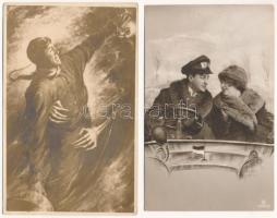 2 db RÉGI képeslap, közte 1 fotó: automobil, pilóta / 2 pre-1945 postcards, with 1 photo: automobile, pilot