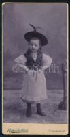 ca 1880 Osztrák népviseletes kislány Sopronban Rupprecht műterme. 8x17 cm