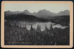 cca 1890-1900 Magas-Tátra, Csorbai-tó, keményhátú fotó (leporellóból), minimálisan sérült karton, 10,5x16,5 cm / Vysoké Tatry, High Tatras, vintage photo, with minor damage