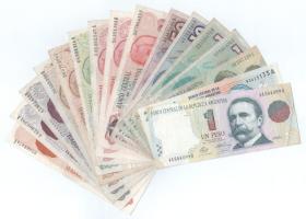 Argentína DN(1970-1973) 1P + 10P (2x) + DN(1971-1984) 1P - 1000P (6db,4xklf) + DN(1985-1989) 1A - 50A (4db,3xklf) + DN(1992-2002) 1P - 5P (3xklf) T:XF-F  Argentina ND(1970-1973) 1 Peso + 10 Pesos (2x) + ND(1971-1984) 1 Peso - 1000 Pesos (6pcs,4xdiff) + ND(1985-1989) 1 Austral - 50 Australes (4pcs,3xdiff) + DN(1992-2002) 1 Peso - 5 Pesos (3xdiff) C:XF-F