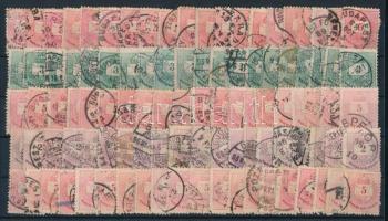 1881 100 db Színesszámú, közte 2kr, 3kr, 5kr, stecklapon
