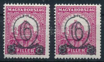 1931 Kisegítő (I.) 2 db 6/8f IX. vízjellel 14 : 14 1/4 fogazással (30.000)