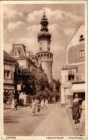 1935 Sopron, várostorony, üzletek (EK)