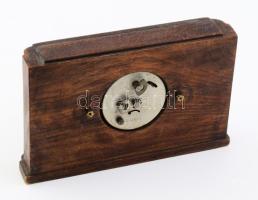 Danuvia asztali fatokos óra, kopással, 20x13 cm