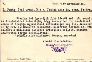 1947 Villány, Teleki szőlőtelepek reklámja (kis szakadás / small tear)