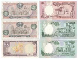 Kolumbia 1975-1991. 20P - 200P (6db,4xklf) T:XF-F szép papír
Columbia 1975-1991. 20 Pesos Oro - 200...