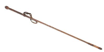 Bőr lovaglópálca, kopott, h: 70 cm