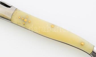 Damaszkuszi acél bicska, damaszkuszi mozaikos pengével, h: 22 cm