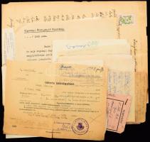 cca 1945-1950 Kecskeméti vonatkozású vegyes iratok: bűnügyi idézés, adásvételi szerződés, számlák, stb.