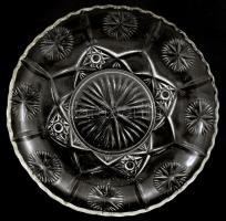 3 darab kristály tál és kiöntő, d: 33 cm, m: 13 cm