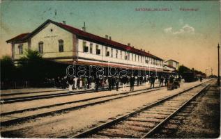 1919 Sátoraljaújhely, pályaudvar, vasútállomás, vonat, gőzmozdony (EK)