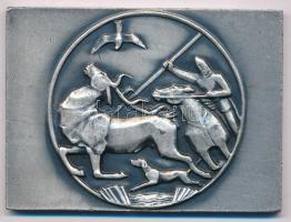 1971. "Vadászati Világkiállítás 1971 Budapest" kétoldalas, ezüstpatinázott bronz plakett t...
