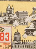 1983 Magyar Selyemipar reklámos selyem fali naptár. 70x36 cm