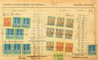 Régi Forgalmi adókönyv, 1925. január 14-ei kezdő dátummal, sok száz forgalmi adóbélyeggel
