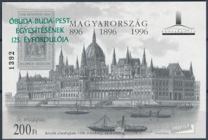 1998/F6b Óbuda-Buda-Pest feketenyomat emlékív zöld felülnyomással (12.000)