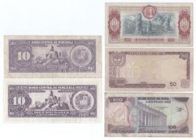 Kolumbia 1977. 100P + 1980. 10P + 1986. 50P + Venezuela 1988-1990. 10B (2xklf) T:F, közte egy VG
Co...