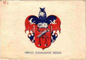 1940 Miskolc, Miskolci Joghallgatók Testülete, címer. Ludvig István kiadása (gyűrődések / creases)