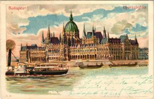 1899 (Vorläufer) Budapest V. Új országház, Parlament. Kunstanstalt Kosmos S. IX. litho s: Geiger R. (felületi sérülés / surface damage)